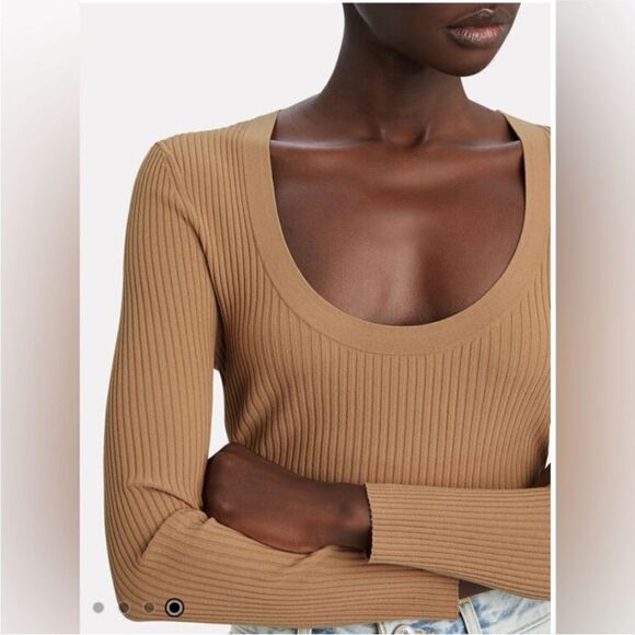 A.L.C. Ribbed Tan Long Sleeve Top, XL - Picture 3 of 12